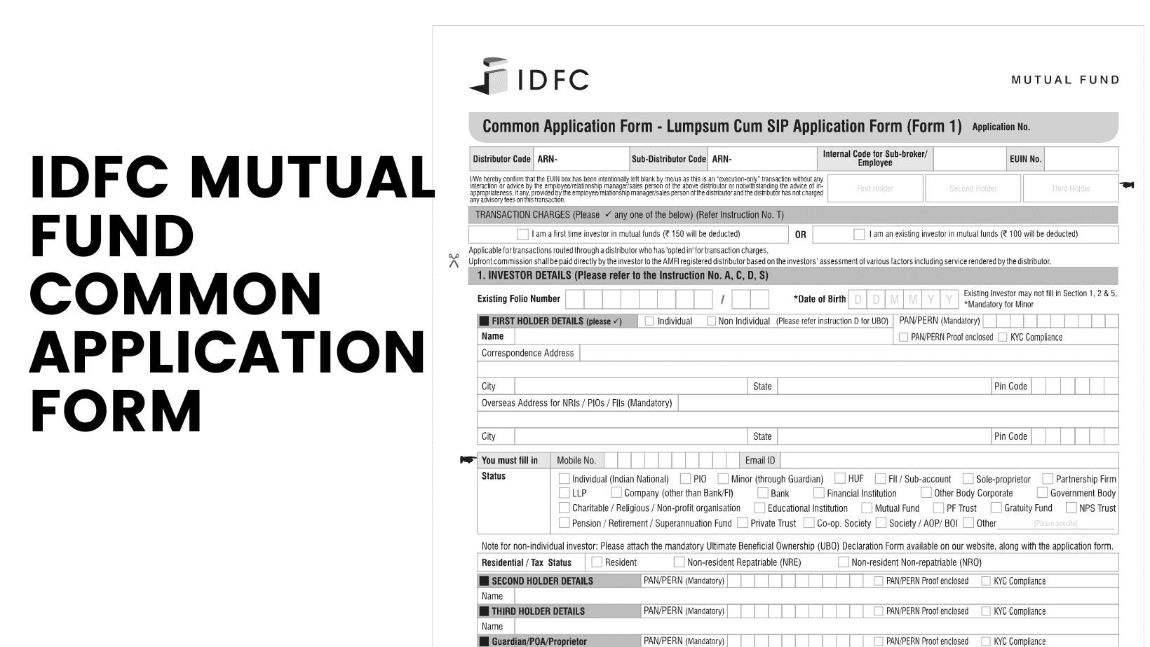 idfc mutual fund common application form